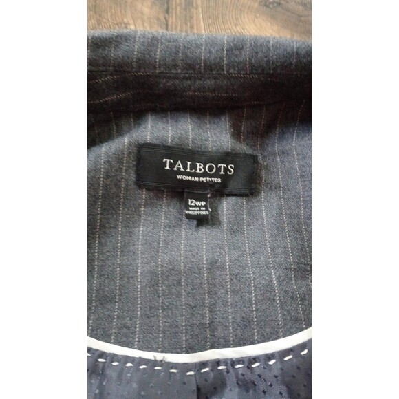 Women's Talbots Wool Blend Gray Grey Pinstripe Blazer, Size 12P - Picture 11 of 12